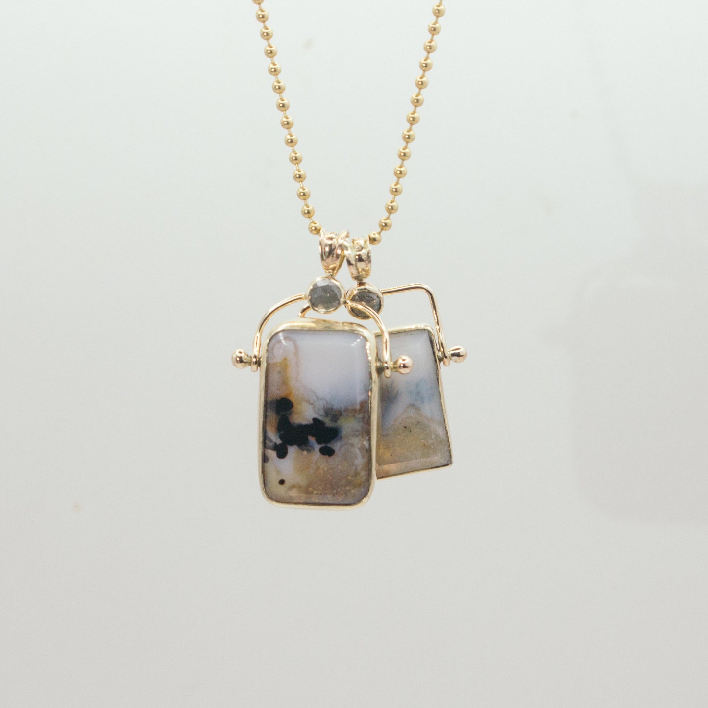 3 - Rounded Dendritic Opal Hinge with Rosecut Diamond