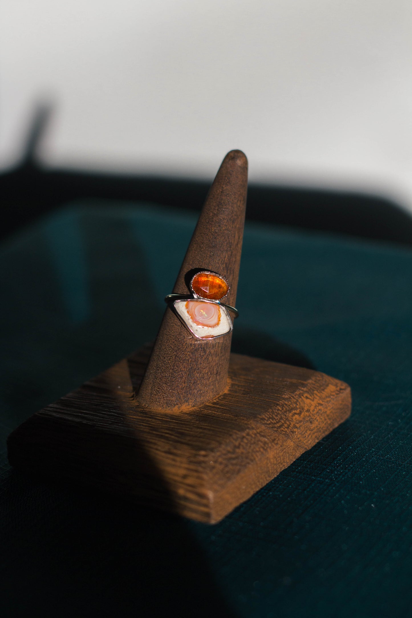 Boulder Opal Ring with Orange Kyanite