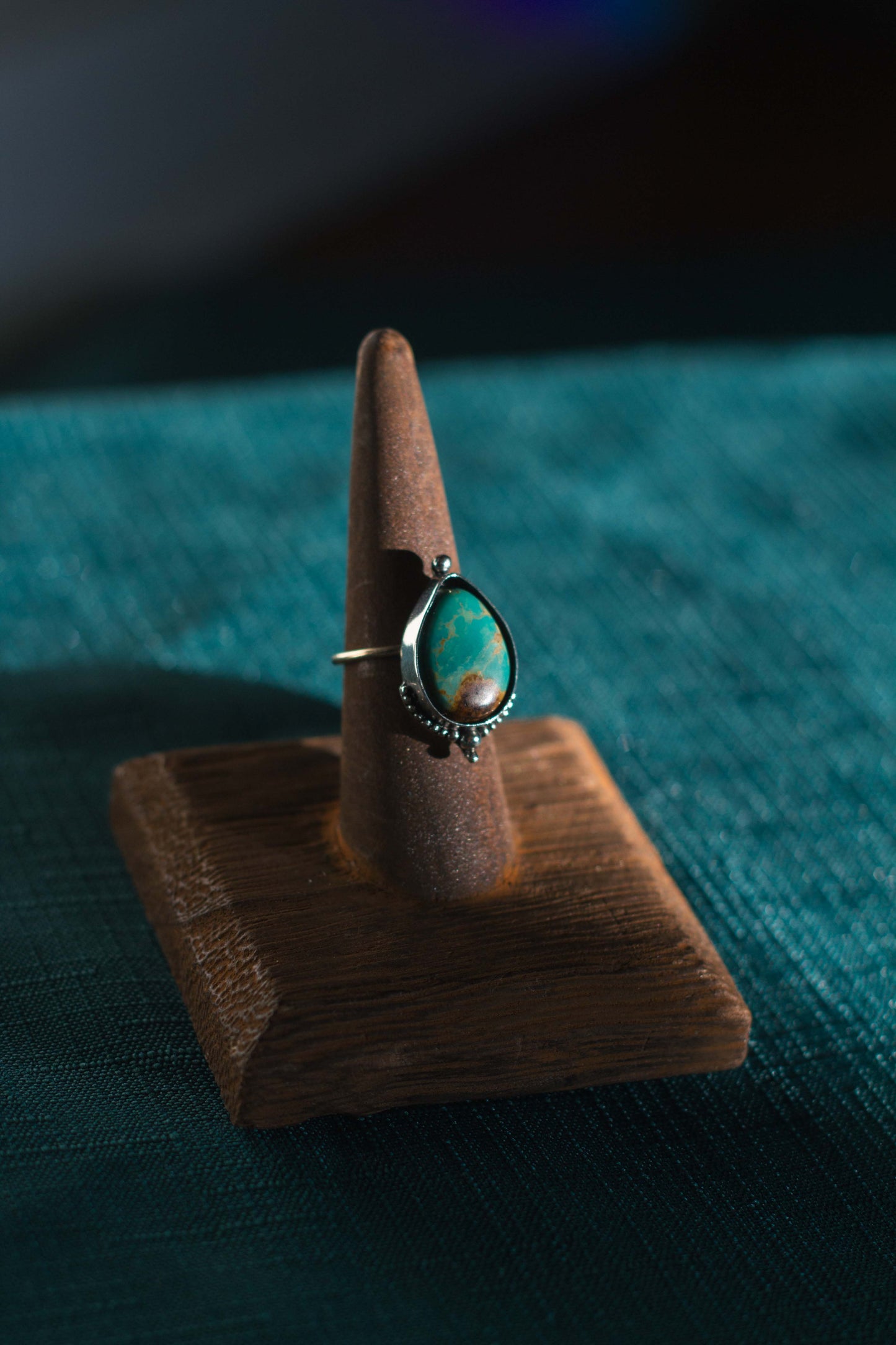 Pear Turquoise Beaded Ring