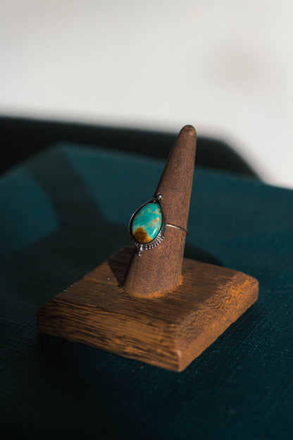 Pear Turquoise Beaded Ring