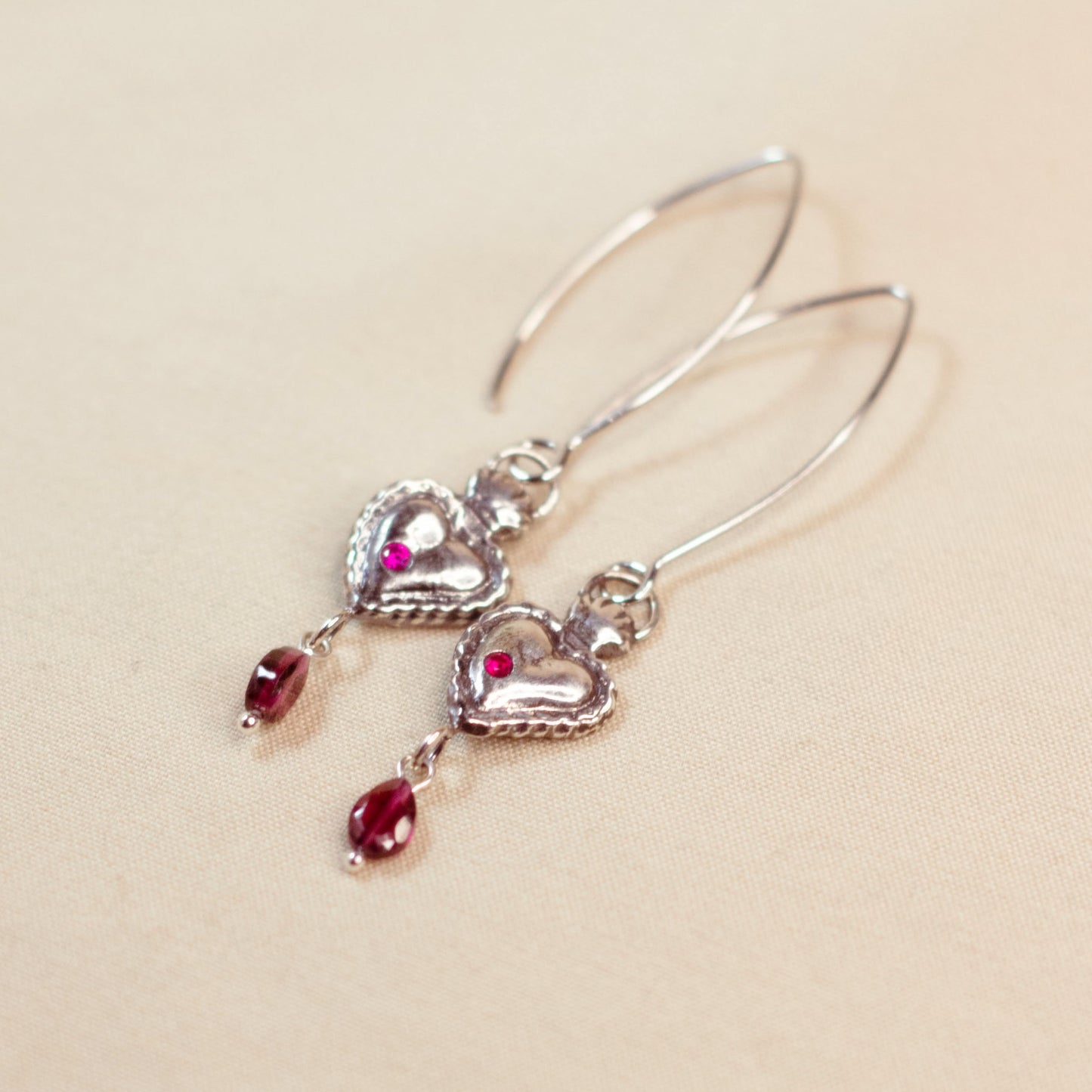 Burning Heart with Ruby and Garnet Drop