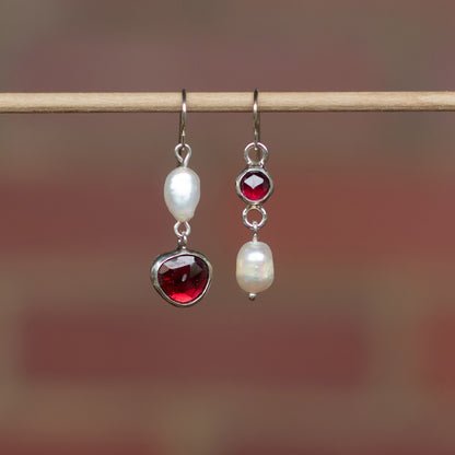 Garnet Pearl Earrings