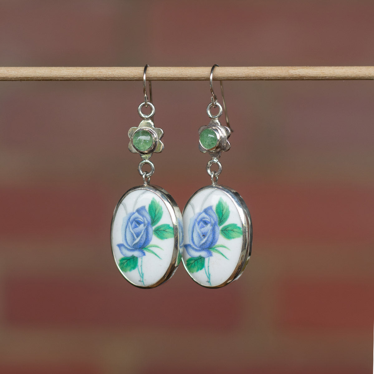 Vintage Rose Cabochon Earrings