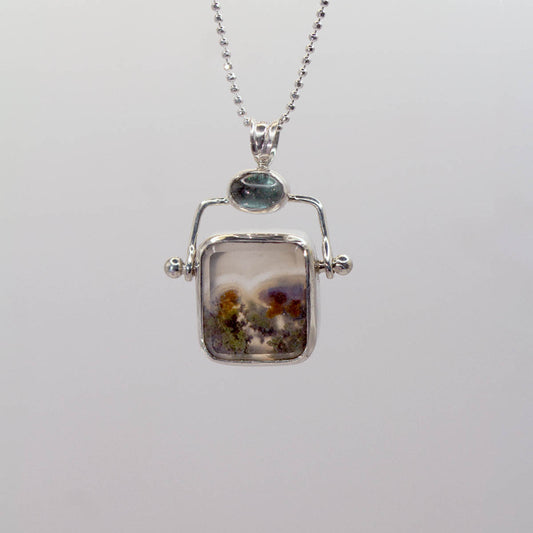 1 - Agate Hinge with Teal Tourmaline Cabochon