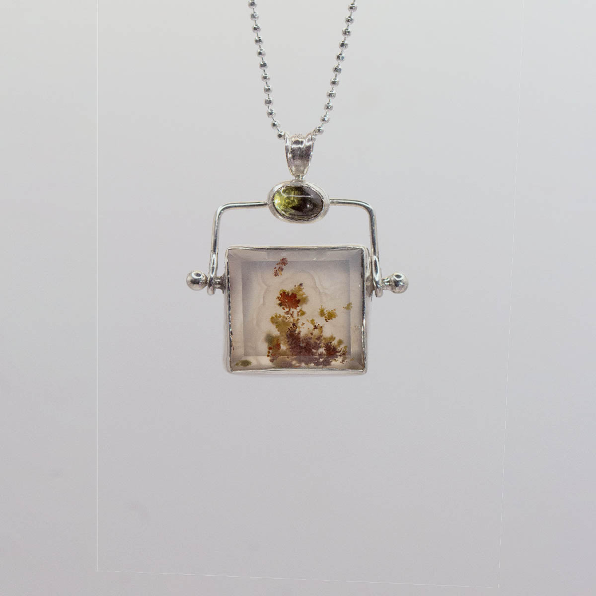 6 - Agate Hinge with Green Tourmaline Cabochon