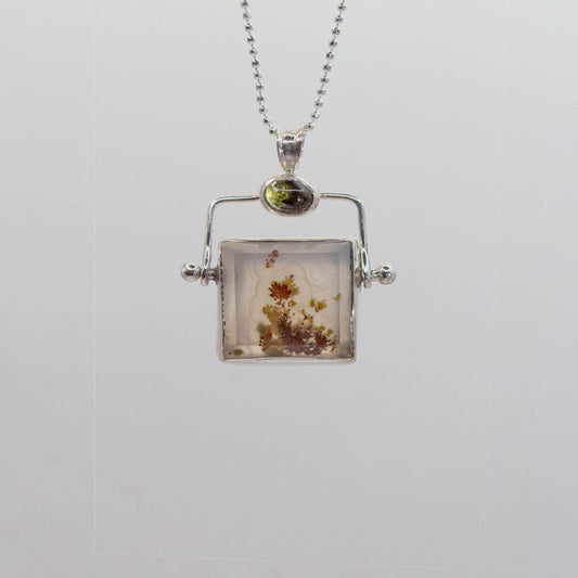 6 - Agate Hinge with Green Tourmaline Cabochon