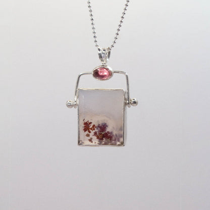 4 - Agate Hinge with Pink Tourmaline Cabochon