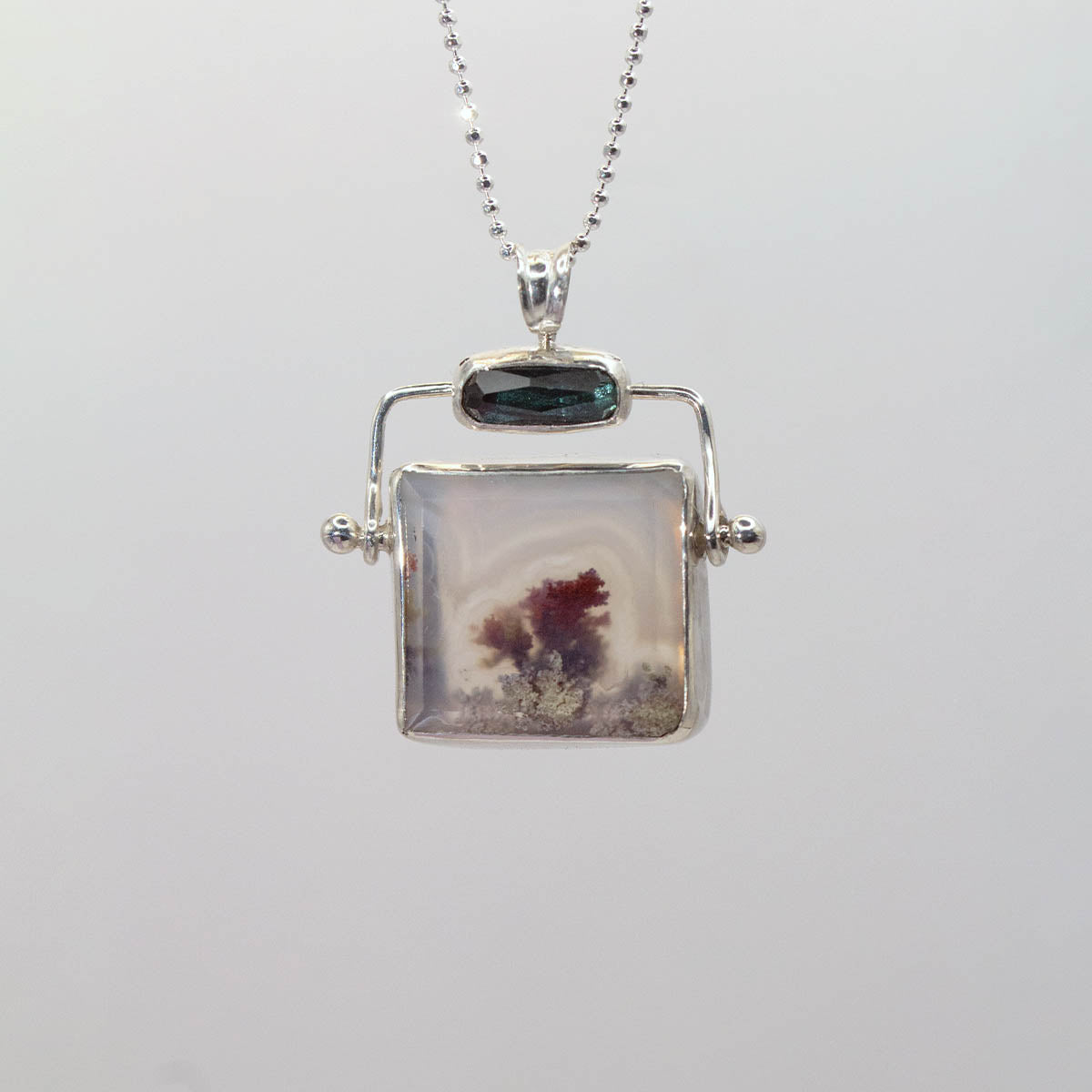 2 - Agate Hinge with Teal Rosecut Tourmaline