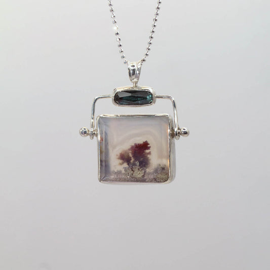 2 - Agate Hinge with Teal Rosecut Tourmaline