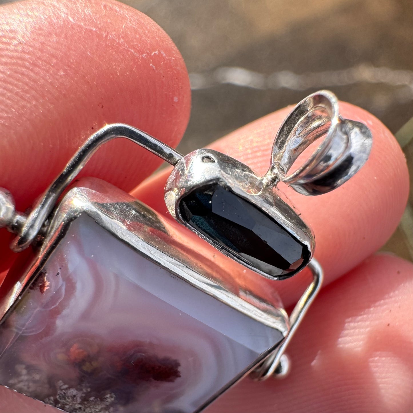 2 - Agate Hinge with Teal Rosecut Tourmaline