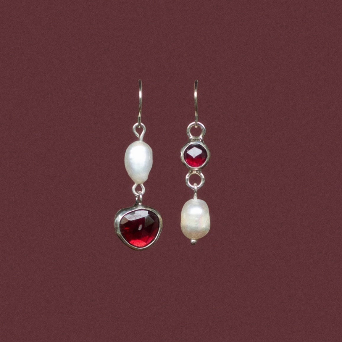 Garnet Pearl Earrings
