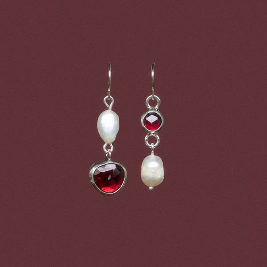 Garnet Pearl Earrings