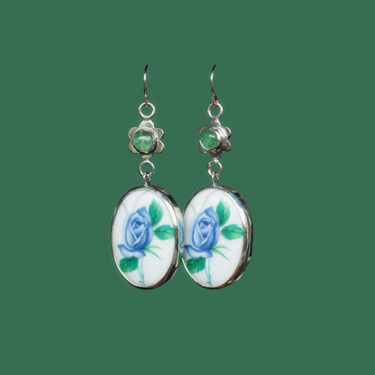 Vintage Rose Cabochon Earrings