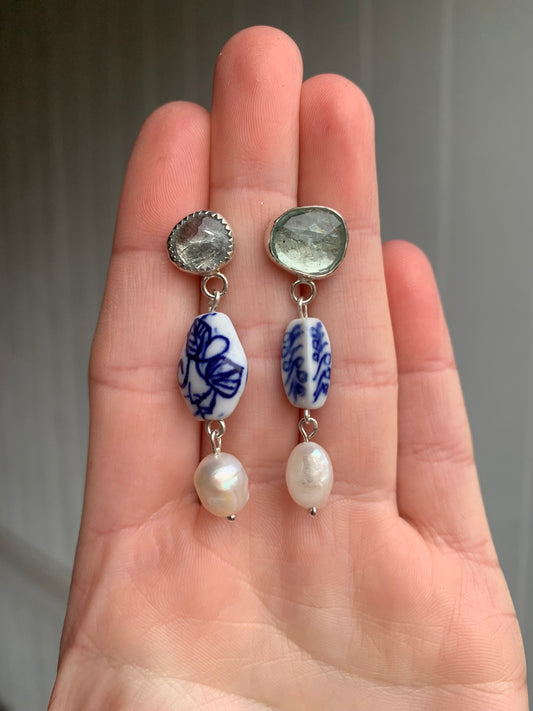 Delft Blue Earrings | Leaves