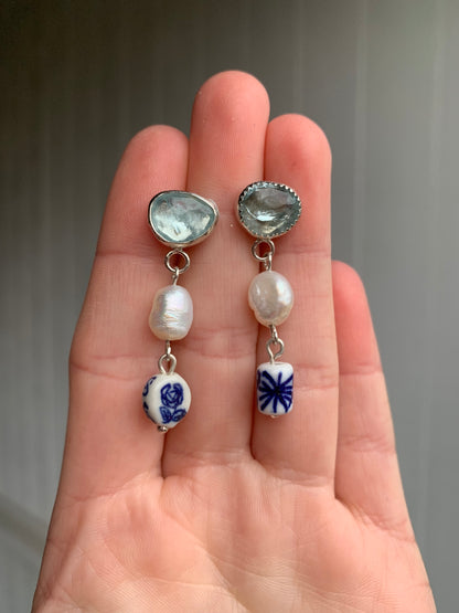 Delft Blue Earrings | Rose & Star