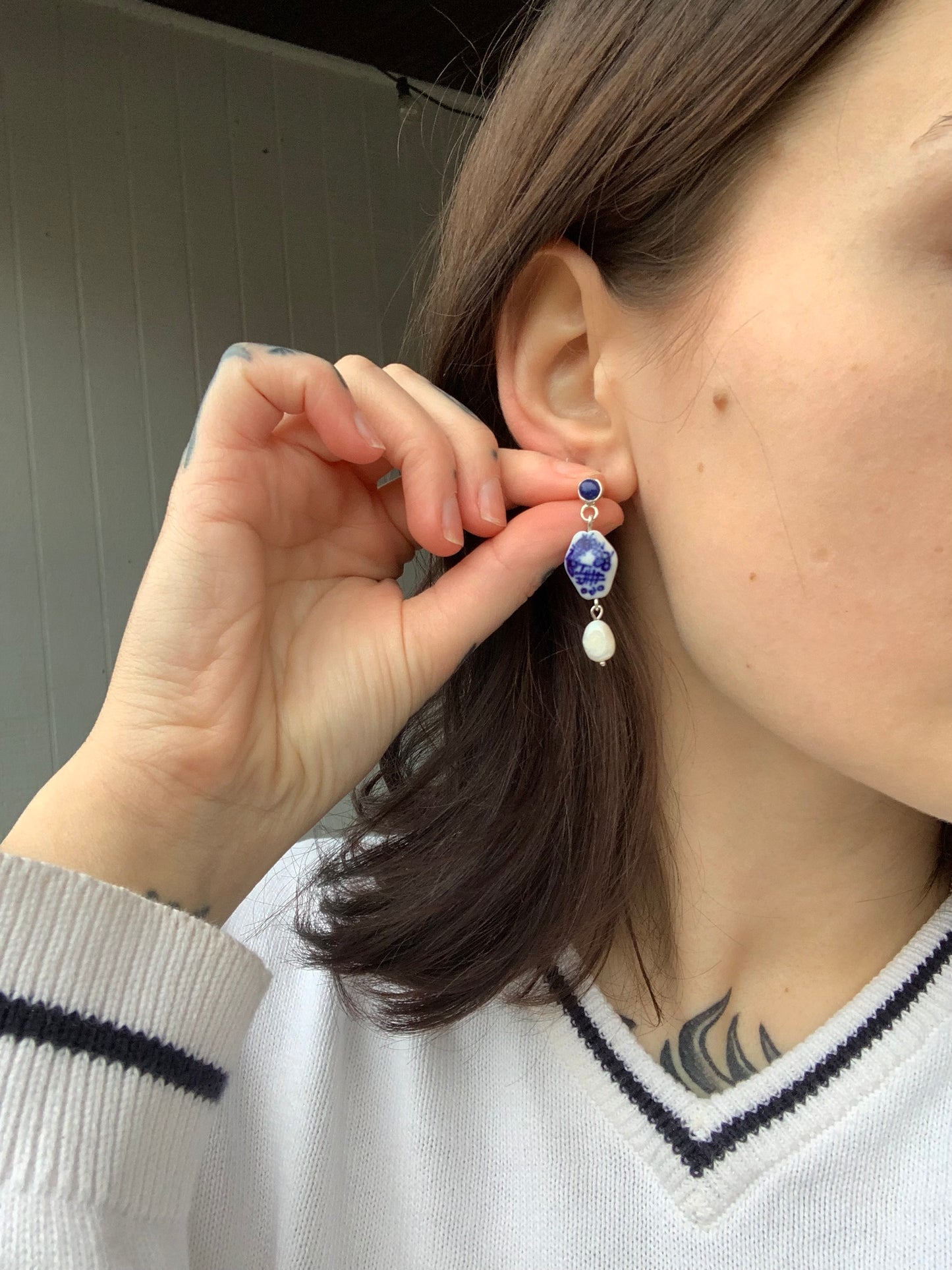 Delft Blue Earrings | Lapis Lazuli