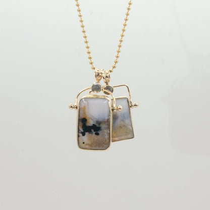 3 - Rounded Dendritic Opal Hinge with Rosecut Diamond