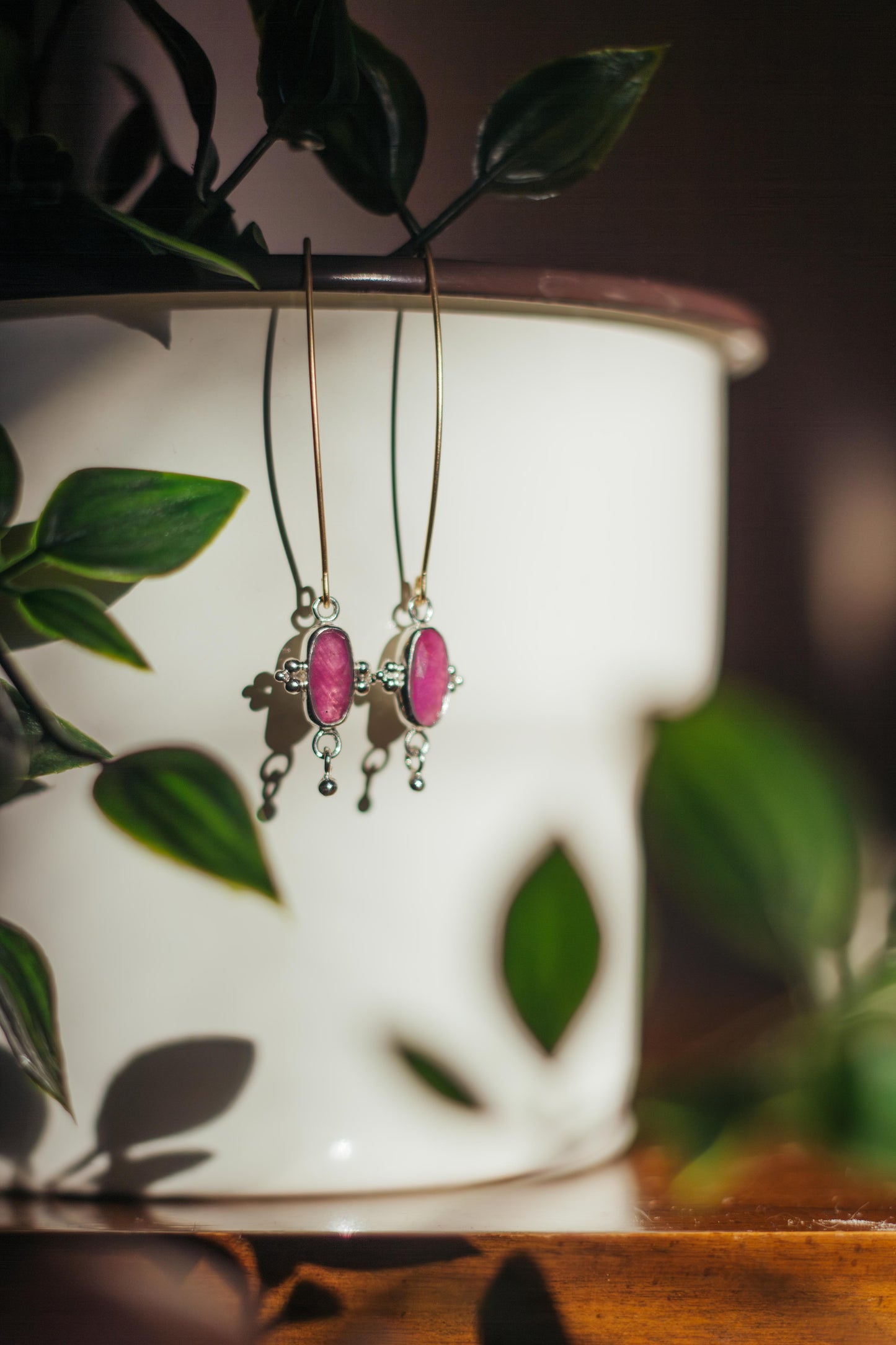 Rosecut Ruby Drop Earrings