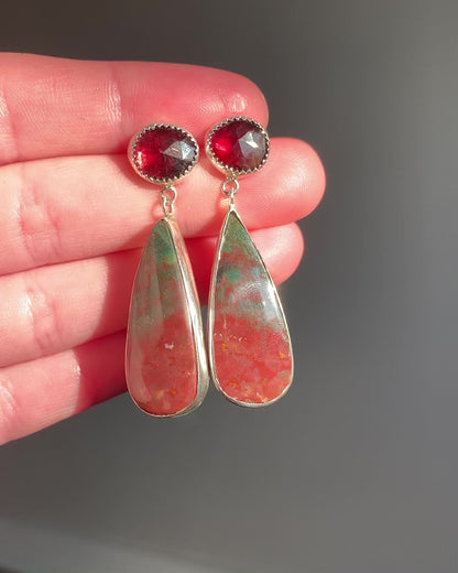 Bloodstone Teardrop Dangles