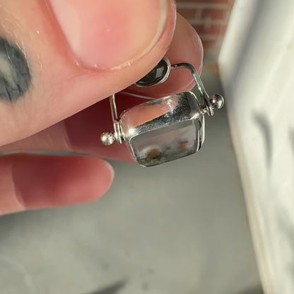 1 - Agate Hinge with Teal Tourmaline Cabochon
