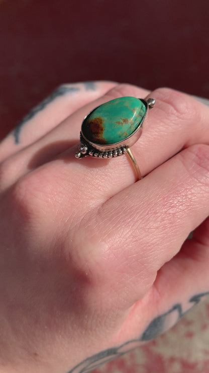 Pear Turquoise Beaded Ring