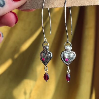 Burning Heart with Ruby and Garnet Drop