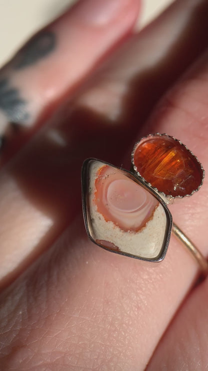 Boulder Opal Ring with Orange Kyanite