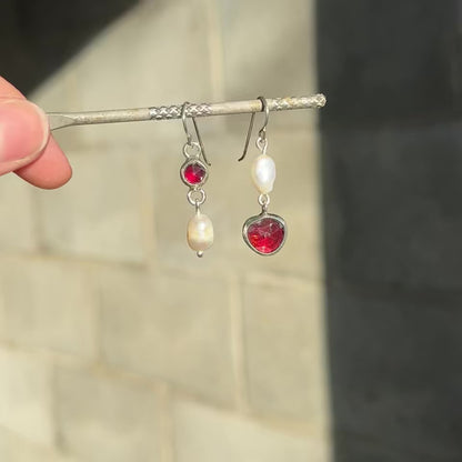 Garnet Pearl Earrings