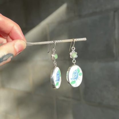 Vintage Rose Cabochon Earrings