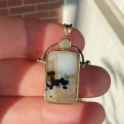 3 - Rounded Dendritic Opal Hinge with Rosecut Diamond