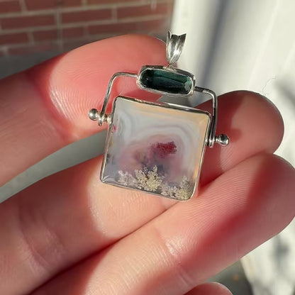 2 - Agate Hinge with Teal Rosecut Tourmaline