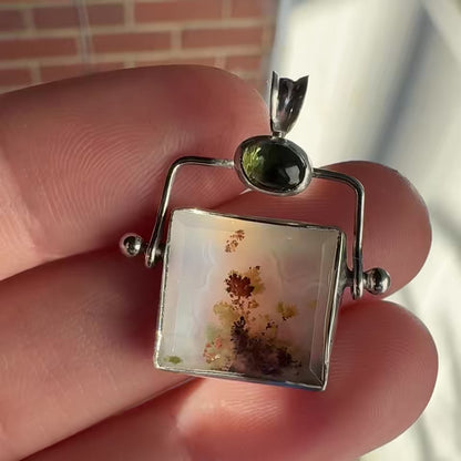 6 - Agate Hinge with Green Tourmaline Cabochon