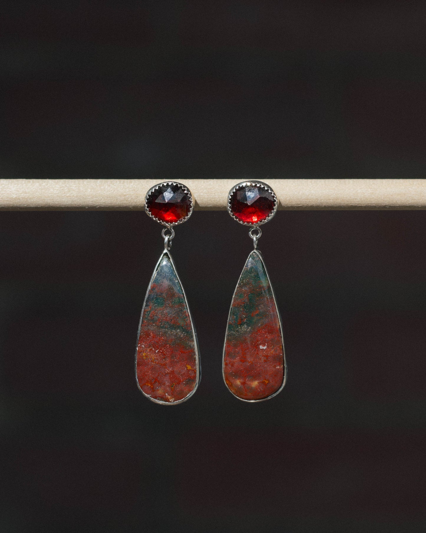 Bloodstone Teardrop Dangles