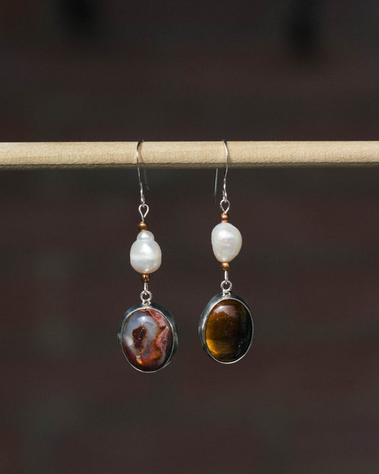 Asymmetrical Tiger's Eye Dangles