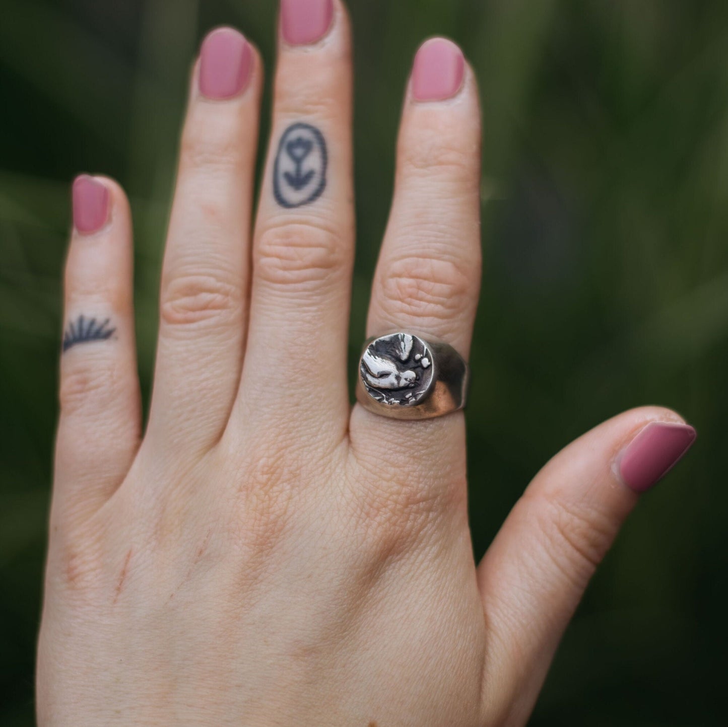 Hollow Signet Bird Ring