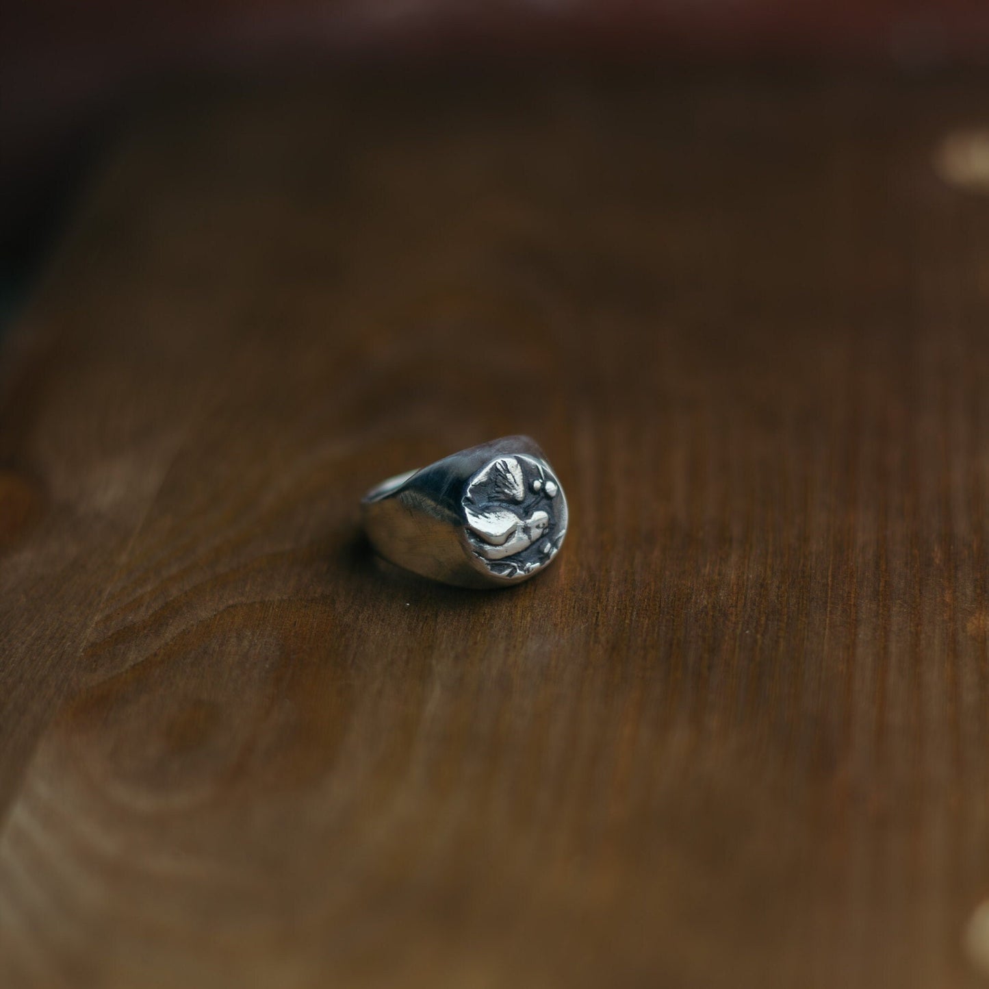 Hollow Signet Bird Ring