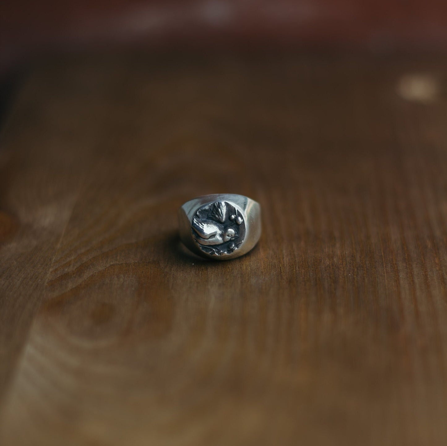 Hollow Signet Bird Ring