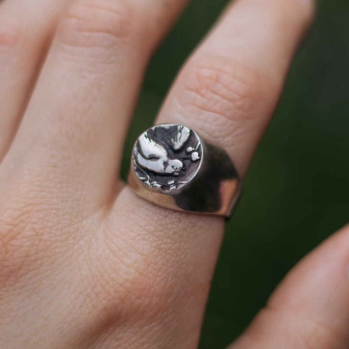 Hollow Signet Bird Ring